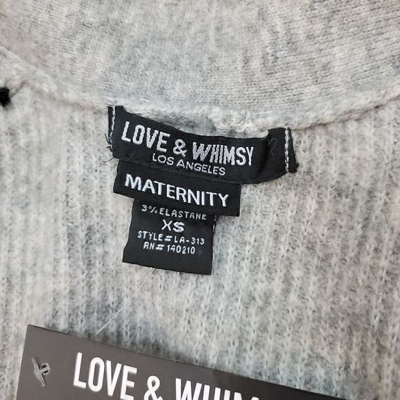 NEW Love & Whimsy Rib Knit Open Front Wool Blend Cardigan Duster in Gray Size XS - Picture 8 of 10